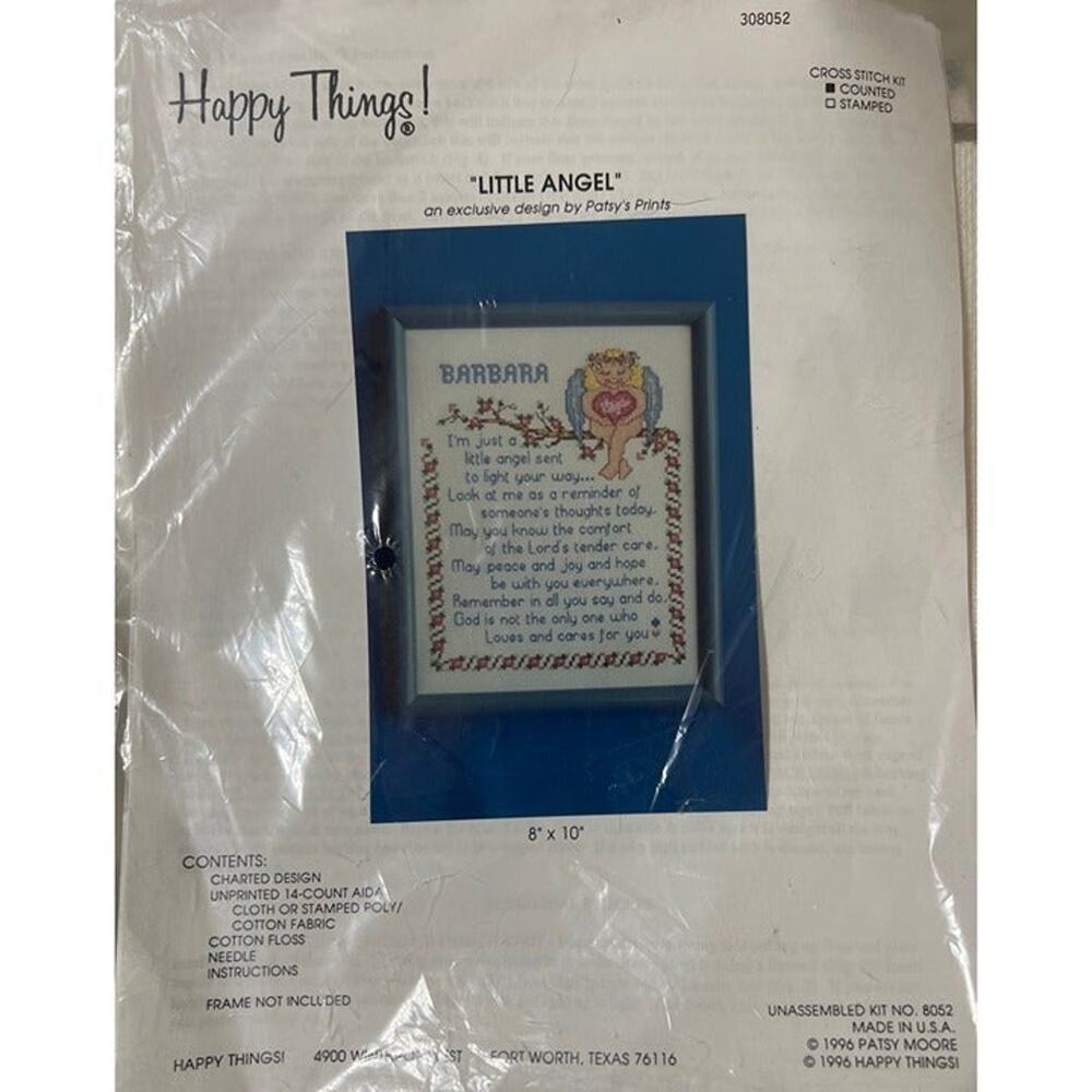 NWP Vintage Patsy's Prints "Little Angel" Counted Cross Stitch Complete Kit  8x1